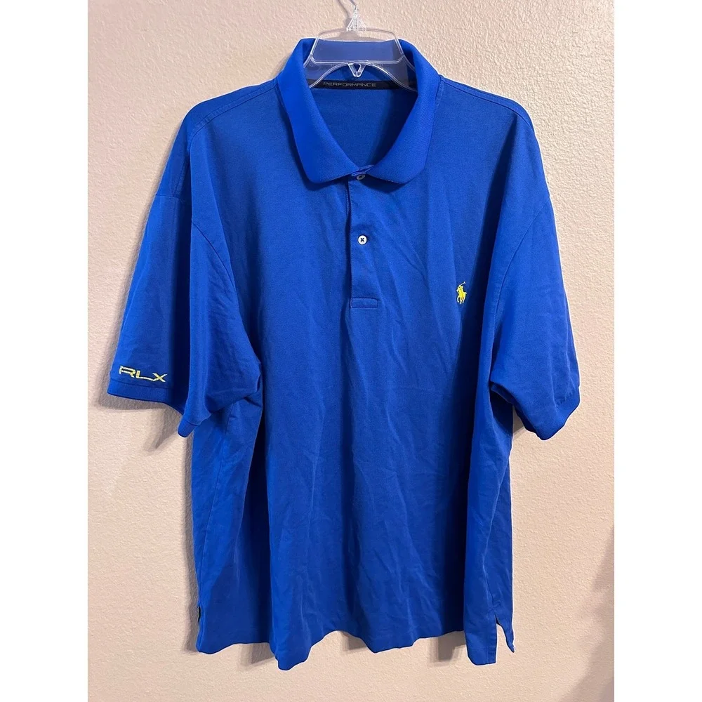 RLX Ralph Lauren Golf Polo Shirt Mens Performance Blue Short Sleeve